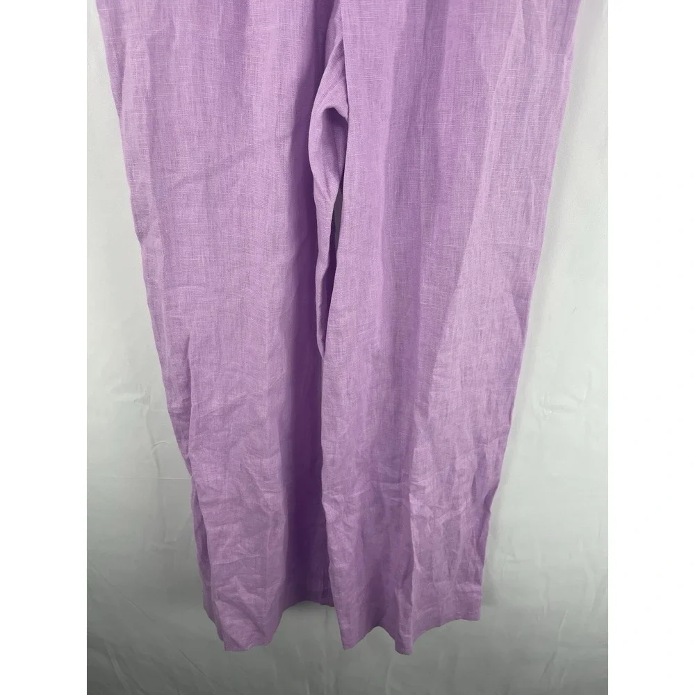 New MNG Mango 100% Linen Knot Sleeveless Jumpsuit Lilac Size Medium (US)